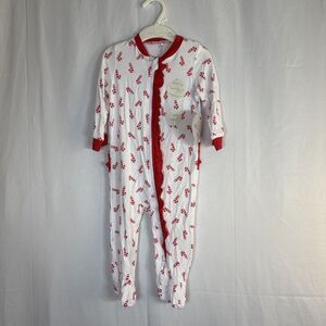 Milkberry 3-6 Month Baby Bamboo Sleeper Christmas Candy Canes Red Ruffle NWT